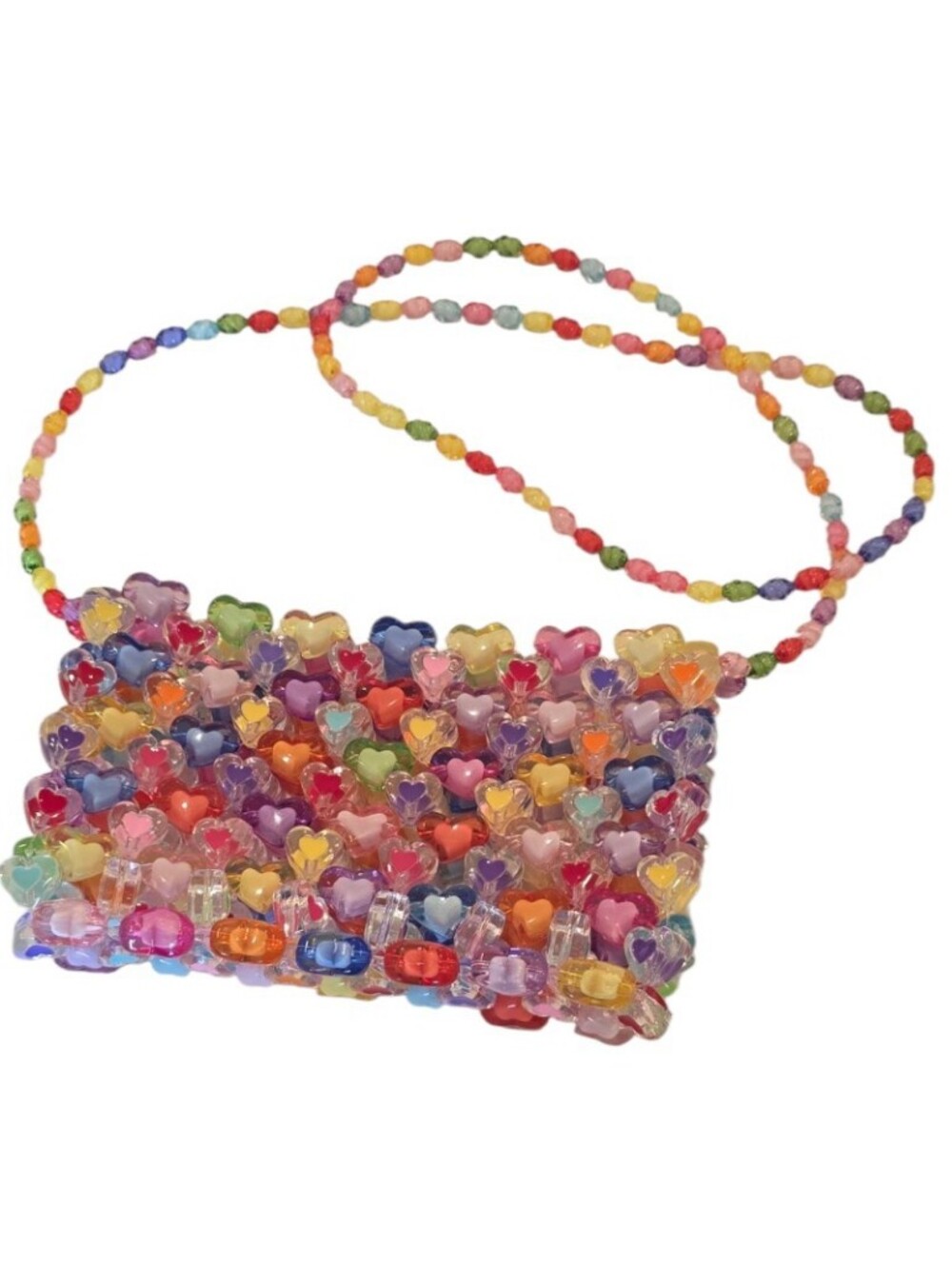 💜💙🩷 Rainbow Heart Bead Purse
